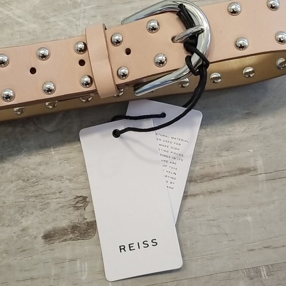 ?REISS? Emin Studded Wide Leather Belt ~ Nude XS main image 9